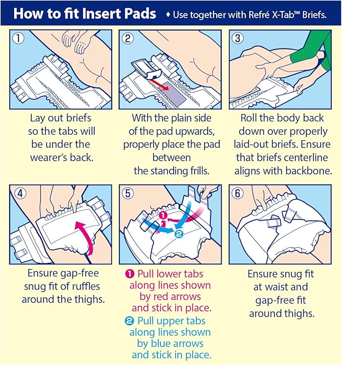 Refré Adult Diaper Insert Pads for Day - Unisex Protective Underwear Liners for Daytime Protection - Booster Pads for Tabbed Briefs - Odor Control Adhesive Incontinence Pads - 8.3"x 18.9" - 39 Ct