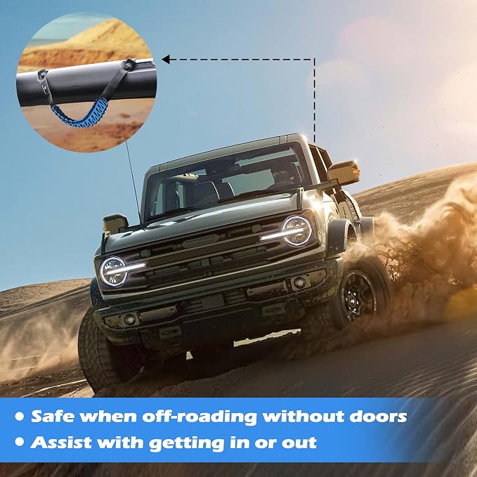 SEVEN SPARTA 4pack Roll Bar Grab Handles for Ford Bronco 2021-2026 2/4 Door | No Drill Install, Color-Matched Paracord Handles, Uses Factory Bolts, Sturdy & Comfortable Grip for 2021-2026 Bronco 2/4 Door