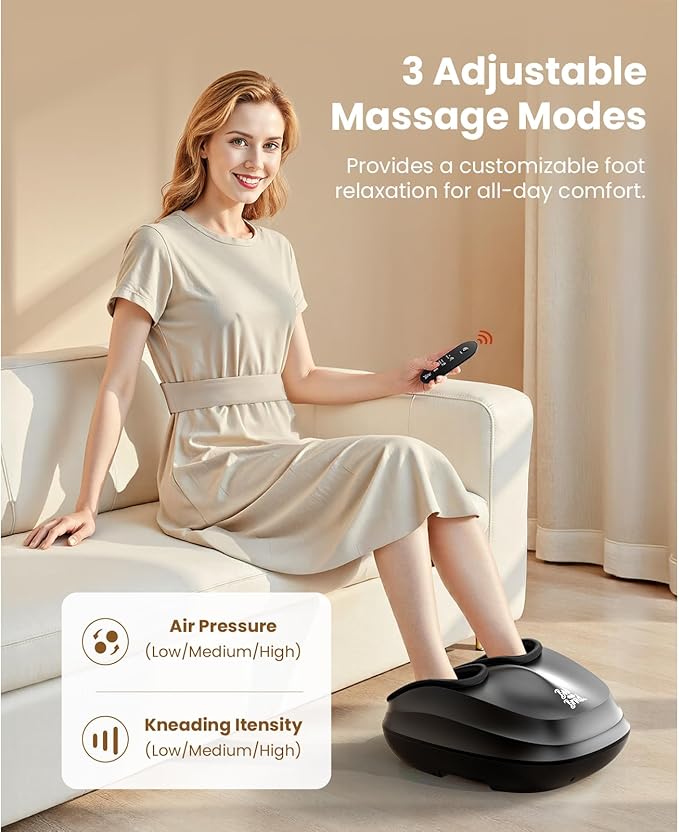 BOB AND BRAD Foot Massager with Heat and Remote,FSA Eligible HSA Eligible, Shiatsu Deep Kneading Electric Feet Massager Machine for Plantar Fasciitis, Men Size 12