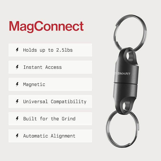 KeySmart MagConnect Magnetic Key Holder for Purse, Key Chains for Car Keys - Detachable Key Ring Quick Release Keychain