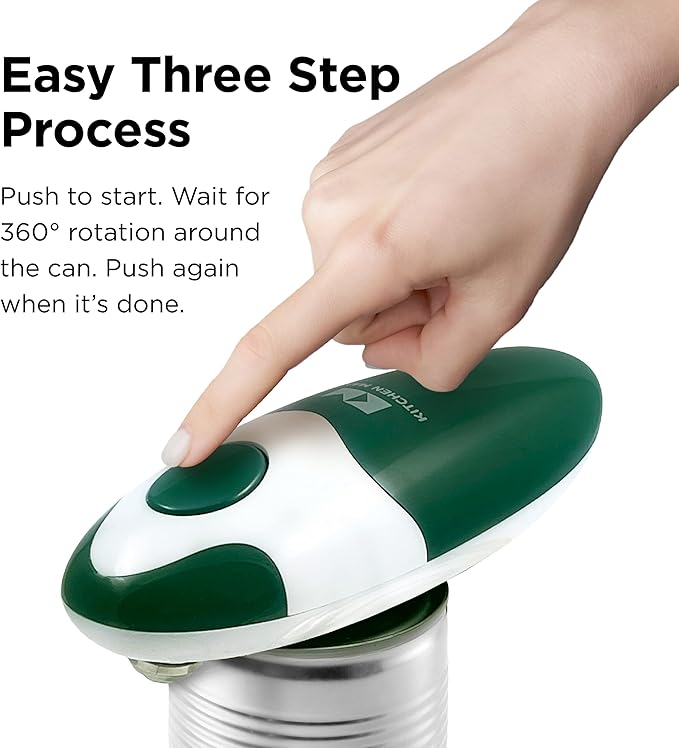 Kitchen Mama Auto 2.0 Electric Can Opener: Blade Opens Almost Any Can Pop or Soda Can - Automatic, Hands Free, Safe, Smooth Edge, Lid Remover, Battery Operated, Cordless, YES YOU CAN (Alpine Green)