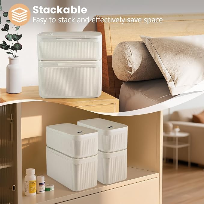 Medicine Lock Box with Code,Taller Size Small Lock Box with Combination Code for Medication Safe,Lock Box for Pills/First Aid Kit/Snack/Ipad Mini,Locked Container for Home/Office 9.4X5.5X5.7inch Beige