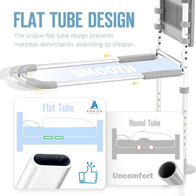 Agrish Bed Rails for Elderly Adults Safety, Adjustable Bed Rails for Seniors Supports 350LBS with Motion Lights & Storage Pocket, Stable Bed Cane with Non-Slip Grip, Tool-Free