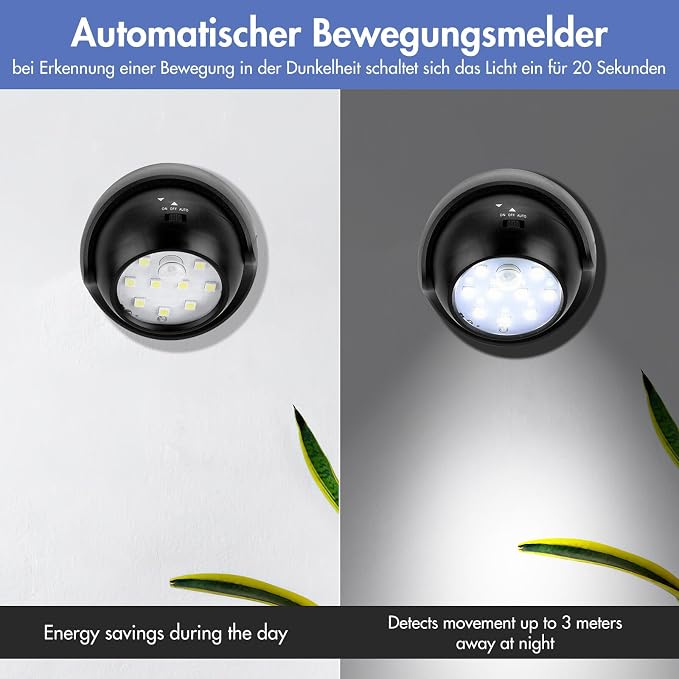 Motion Sensor Outdoor Lights - Outdoor Motion Sensor Light Battery Operated Wireless Spotlight Motion Detector Security Light Auto On Off for Sheltered Porch Stair Hallway Garage Wall Shed (2 Pack)