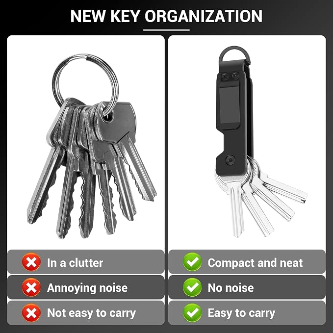 Key Holder for Keychain Metal Aluminum Compact Smart Key Organizer Secures 1-5 Keys