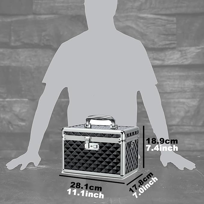 Storage Box with Key Lock, Lockable Medicine Storage Box, Empty First Aid Box, Security Lock Box, Multipurpose Locking Box for Home and Outdoor Use (Black, Medium)