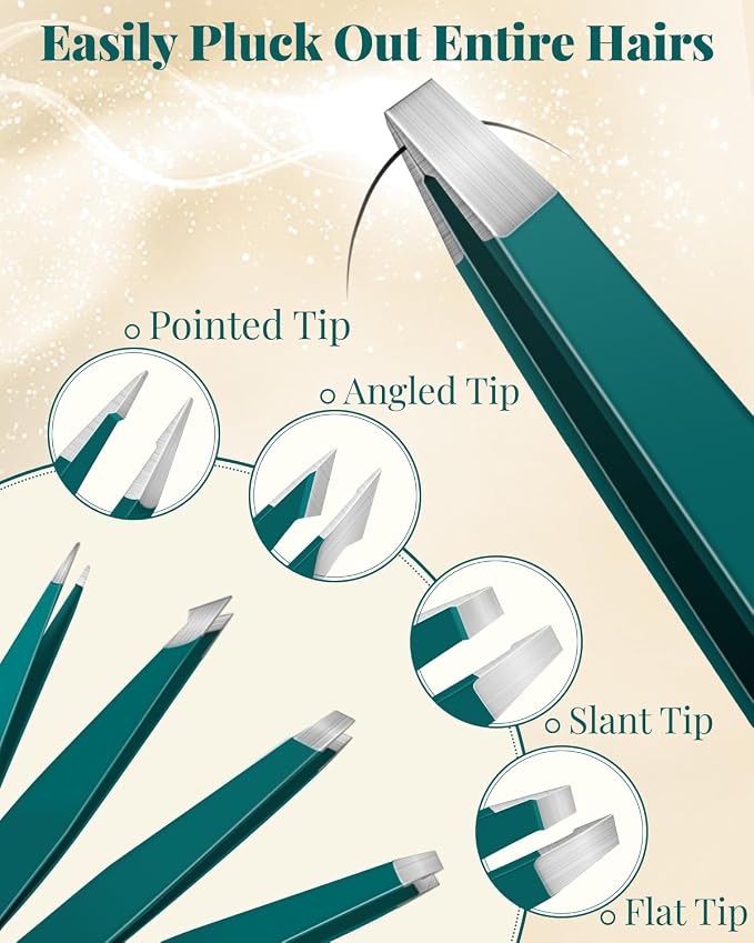 MORGLES Tweezers Set 9 Pcs Nail Clipper Kit with Case for Eyebrows Grooming | 5 Tweezers, Clippers, Scissors, Rust-Proof Steel, Travel Press-On Case, Gift for Him/Her, for Splinters, Brows, Facial Hair