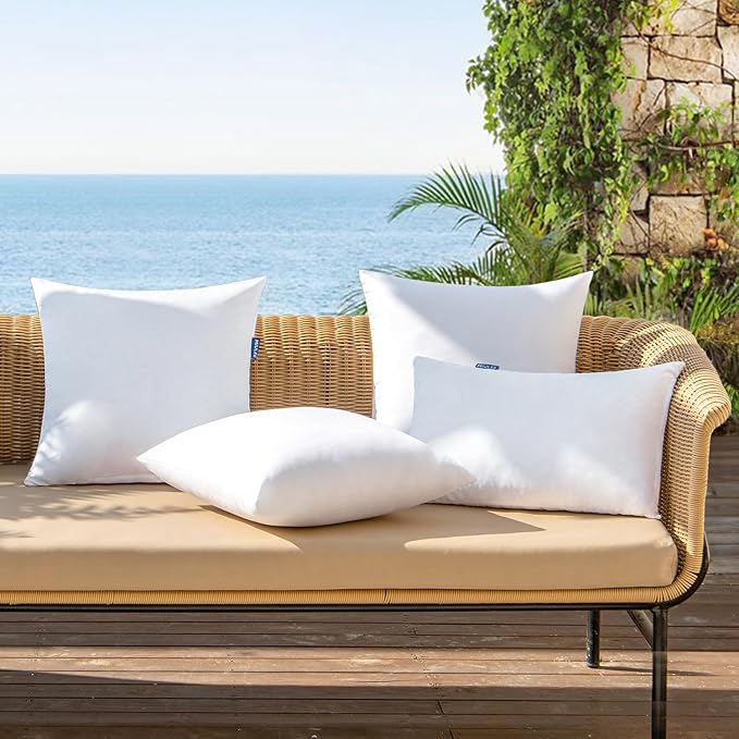 MIULEE 16x16 Inch Outdoor Pillow Insert Throw Pillow Insert | Water-Resistant Premium Outdoor Pillow Stuffer Sham Square for Couch Sofa Patio Furniture Cushion Porch Swing
