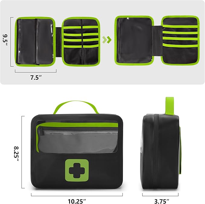 Marscamd Waterproof Empty First Aid Bag with a Detachable Panel | Small Medical Bag with Molle System, Green (Bag Only)