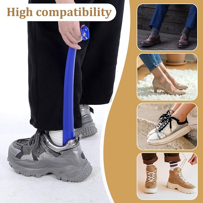 2PCS Shoe Horn Long Handle, 17" Long Shoe Horn Plastic Shoes Horns Black Shoehorn Boot Shoes Helper for Men Women