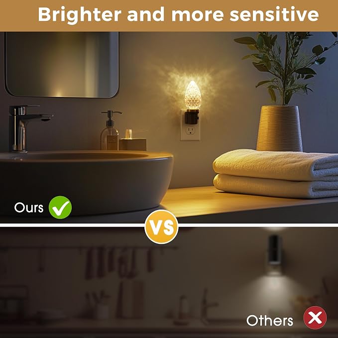 L LOHAS LED Night Light, LED Night Lights Plug into Wall | Dimmable Night Light, Auto Light Sensor, 3000K Warm White 0-100LM, Adjustable Brightness Nightlight, Bathroom Hallway Bedroom