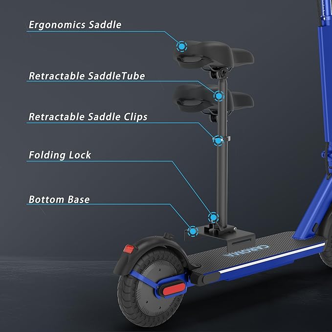 Caroma Electric Scooter with Seat Option,500/350W Motor Up to 25/20 Miles Range & 25/20 MPH Speed,9" Tires,Adjustable Electric Scooter for Adults,Foldable Commuting