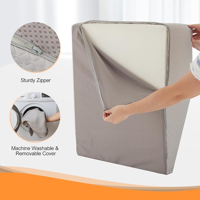 Ruqmuis Leg Elevation Pillow for After Surgery, 8inch Foam Leg Elevating Pillow for Swelling and Blood Circulation, Leg Wedge Pillow for Sleeping, Knee Pillow for Knee Hip Ankle Pain Relief, Grey