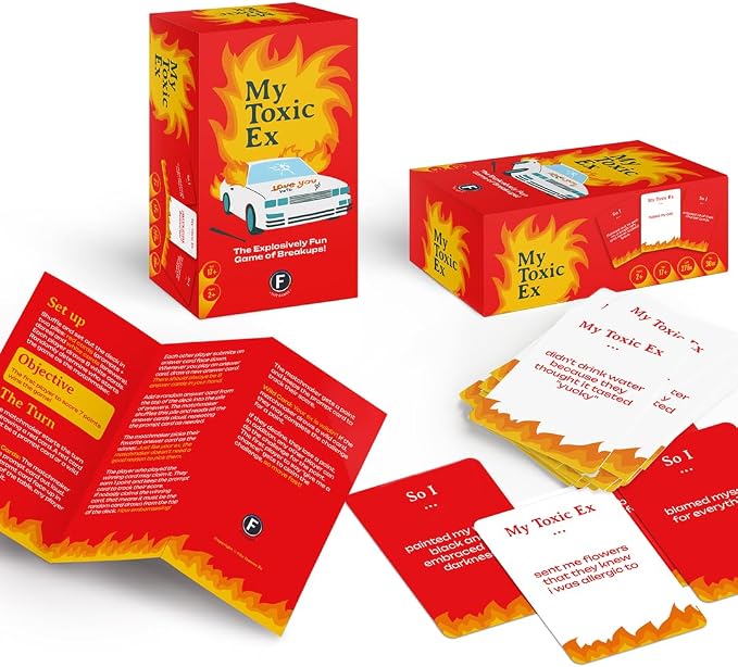 My Toxic Ex Party Game - Turn Heartbreak into Humor with 275 Hilarious Q&A Cards and Dares, Great for Big Groups and Adult Game Night, Ages 17+, 2+ Players, 30 Minute Playtime, Made by Fitz