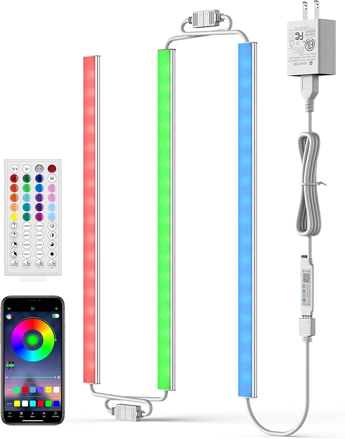 ASOKO 200 Lumens RGB Under Cabinet Light Plug in, 3 Pack