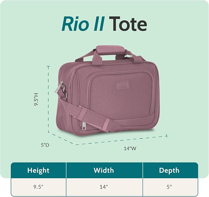 U.S. Traveler Rio 14" Travel Tote Bag, Lightweight 1200D Carry-On Bag for Women & Men
