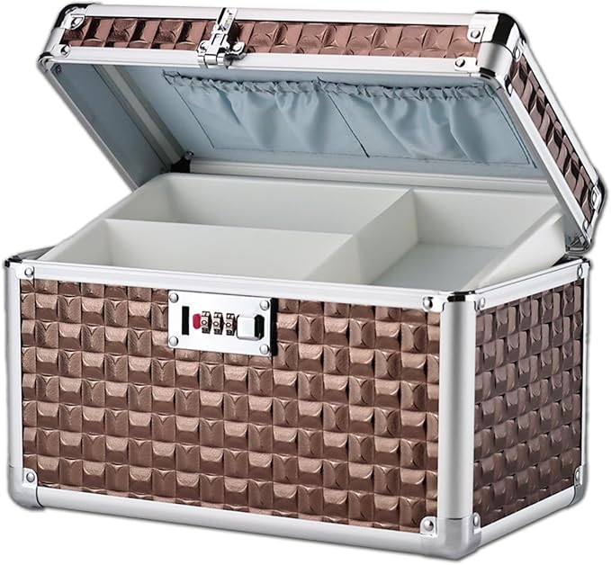 Medicine Lock Box with Code, Secure Multipurpose Locking Box | Portable Combination Storage Lockbox, Childproof Medication Organizer Case, Portable First AidBox with Removable Utility Tray