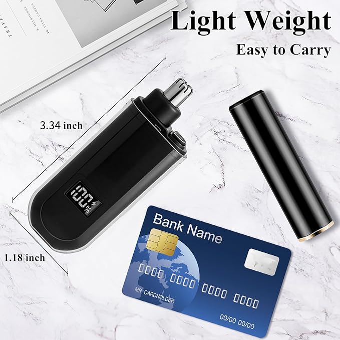 Yunmiss Portable LED Dsiplay Nose and Ear Trimmer Clipper for Men Women,2026 Professional Nose Hair Trimmer with Powerful Motor and Dual-Edge Blades for Smoother Cutting Mini Travel Size (Black)