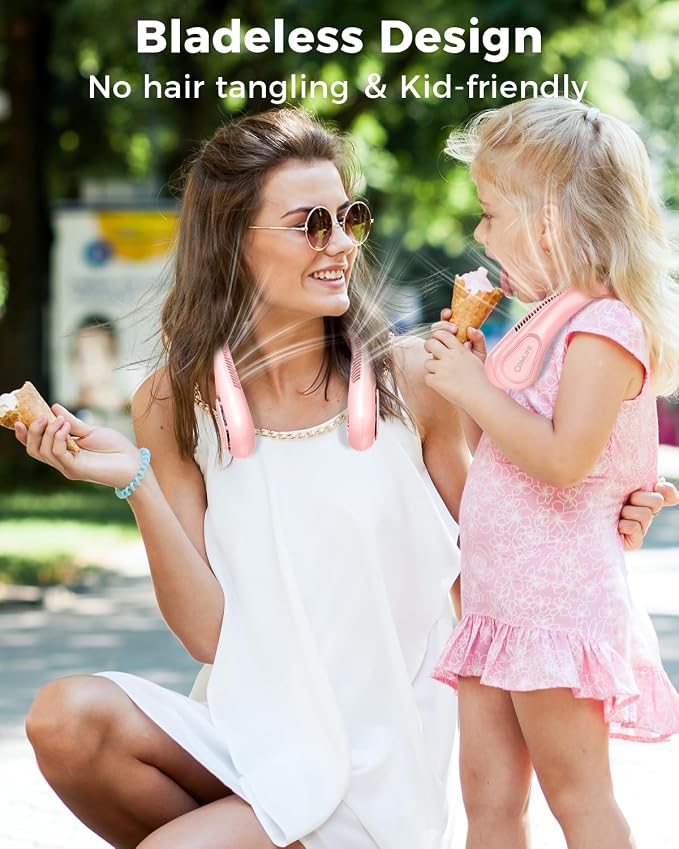 Portable Bladeless Neck Fan, Anniversary Birthday Gifts for Women Girls, Self Care Gifts for Mom with Hot Flash Cooling, Wearable Rechargeable Fan for Camping Travel Beach Golf Cruise Essentials 2026