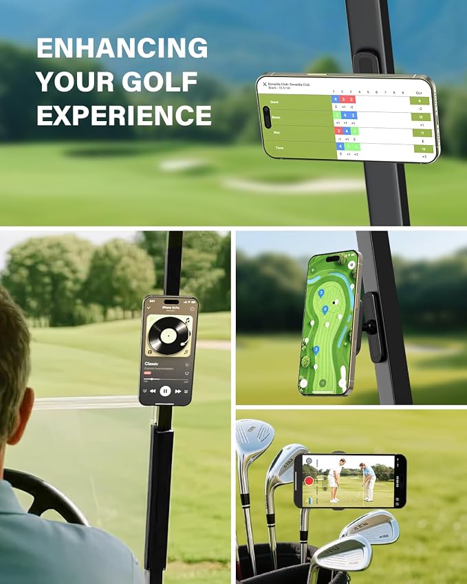 A2C Upgraded Magnetic Golf Cart Phone Holder, Golf Accessories for Men