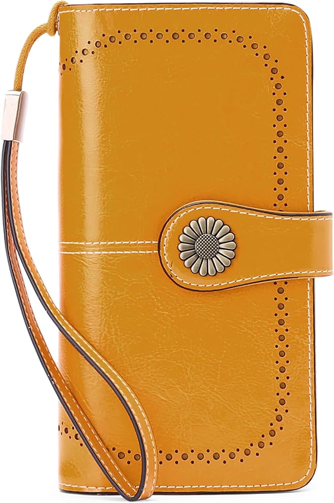 SENDEFN Wallets for Women Leather Credit Card Holder with RFID Blocking Large Capacity Wristlet | with RFID Blocking