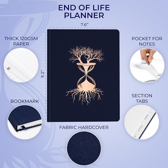 Skyline End of Life Planner – Emergency File Notebook for Important Information & Final Wishes – When I Die Beneficiary Book Organizer (Navy Blue)