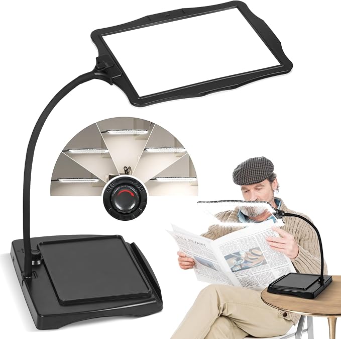 Magnifying Glass with Light and Stand 50 Ultra-Bright LEDs Large Magnifying Lamp 360° Flexible Gooseneck Magnifying Glass with Stand Hands Free Magnifier Glasses for Sewing Reading Crafts Seniors | Hands Free Large Full Page Desk Magnifying Lamp with 5...