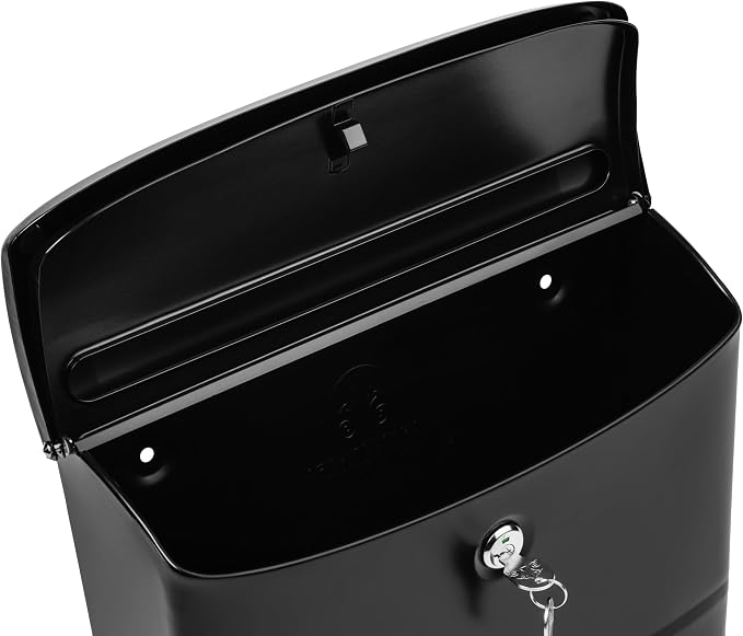 Architectural Mailboxes Princeton™ Locking, Wall-Mounted Mailbox for Outside, Metal Galvanized Steel Medium Mail Box with Lock and Key Drop Box, Black (Pack of 2)