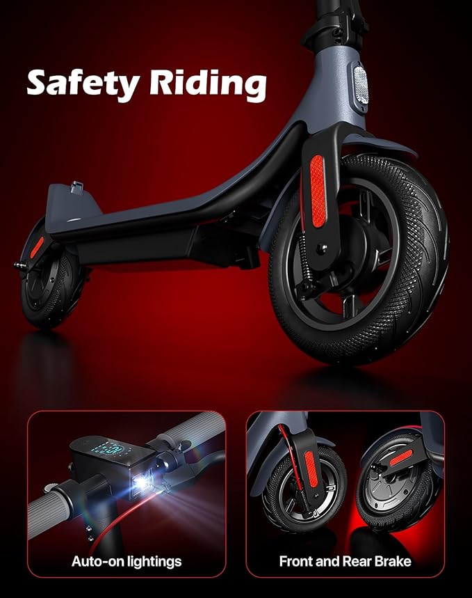 Electric Scooter with 10in Pneumatic Tires, 10.2Ah Battery, 19 Miles, 350W Motor, 15.5MPH, 265lbs Max Load, APP Control, Cruise Control, Foldable E Scooter for Adults and Teens, UL2272