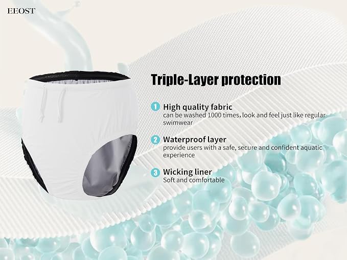 Adult Reusable Swim Diapers Special Needs Swimwear for Incontinence | Adult reusable swim diaper with waterproof leakproof cover for incontinence and pool use