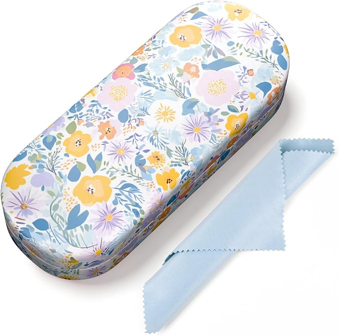 Hard Shell Leather Sunglasses Case,Classic Fashionable Cute Large Glasses Case for Women Men,Sunglass Eyeglasses
