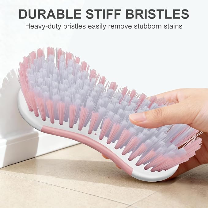 SetSail Multi-Purpose Scrub Brush of 2 Pack, Pink | Stiff Bristles Cleaning Brush with Non-Slip Grip Heavy Duty Scrub Brushes for Cleaning Bathroom Kitchen Tile Bathtub Sink