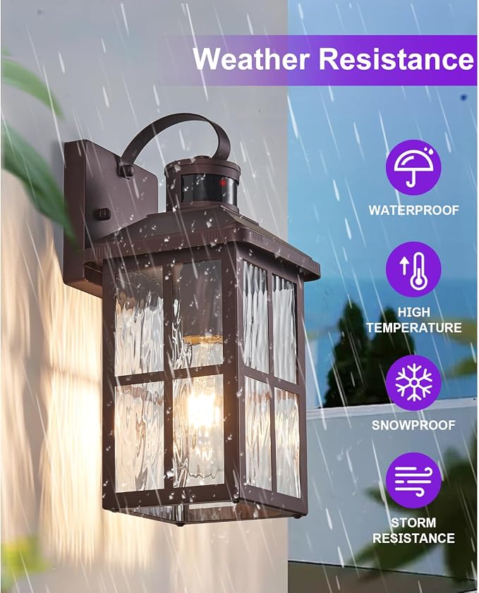 2 Pack Motion Sensor Porch Light Dusk to Dawn Outdoor Wall Light | Exterior Lighting Fixtures Modern Outside Wall Mount Coach Lamp for House Garage Patio Front Door(Bronze)