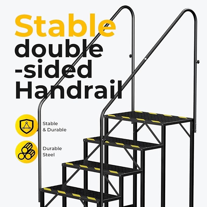 RV Steps with Handrails, 5 Step Hot Tub Stairs, Upgrade Anti-Slip RV Stairs Steps for Safety in and Out of RV, Camper, Mobile Home