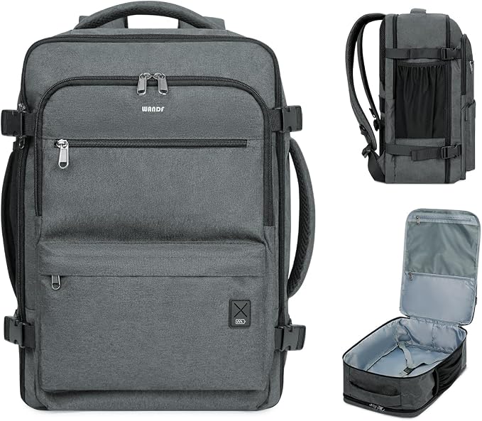 WANDF Travel Backpack For Spirit Airlines Personal Item Bag 18x14x8 with Wet Pocket, 17 Inch Laptop Backpack for Men Women（Grey）