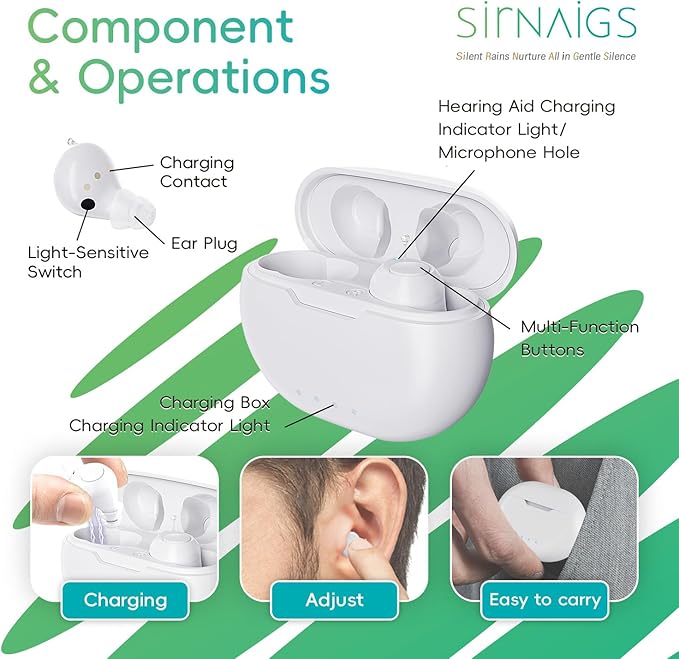 OTC Hearing Aids for Seniors Rechargeable - Portable Power for Days, Noise Reduction & Comfort Fit with Magnetic Case for Clear Conversations