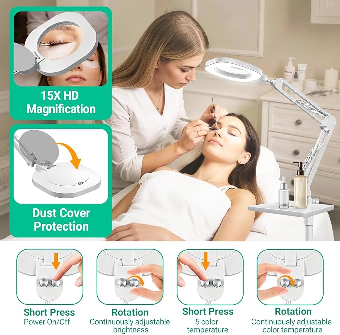 3-in-1 LED Magnifying Light Real Glass Lens Adjustable Light for Beauty & Precision Work