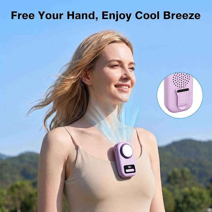 Morelax Portable Neck Fan with Ice Cooling,Rechargeable Handheld Desk Use | Fan Clip on for Shirt & Waist，Travel Hand Held Fans for Outdoor, Holiday, Gifts for Women