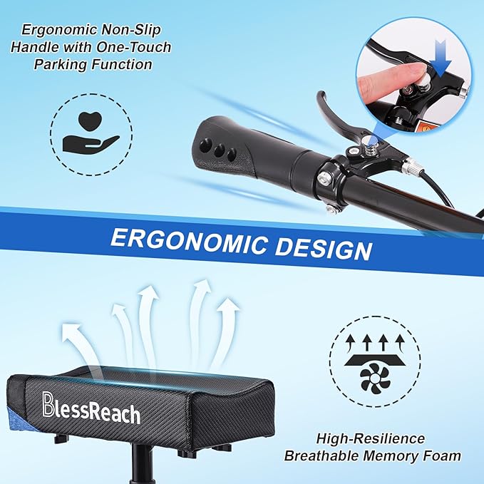 Steerable Knee Walker Deluxe Medical Scooter for Foot Injuries Adult Compact Crutches (WB-2105 Blue)…