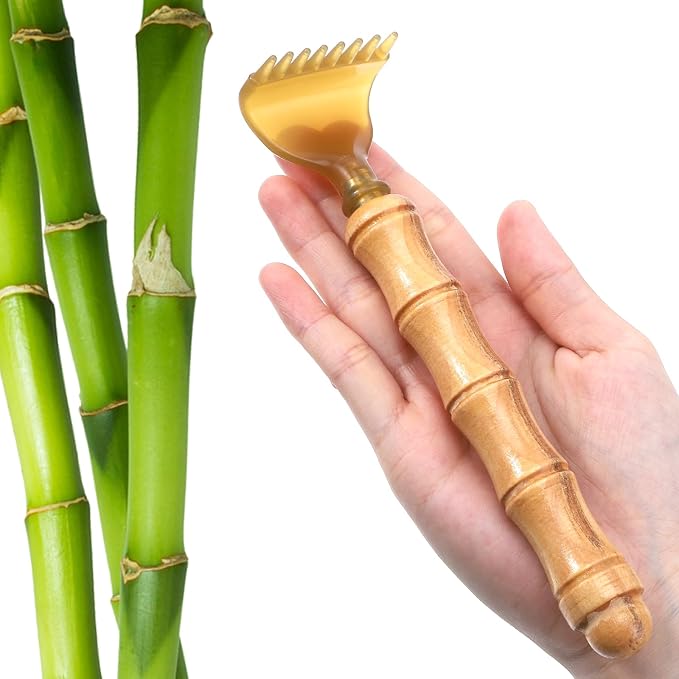 JJUNW Extendable Bamboo Backscratcher, Wooden Back Extendable Backscratcher | Classic Portable Stainless steel Bamboo Back for Men Women Body Scratcher for Adults