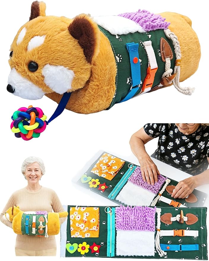 Fidget Blanket and Muff Cute Bear for Adults with Dementia,Dementia Fidget Toys For Elderly and Seniors,Alzheimers Dementia Sensory Activities Products,Sensory Gift for Alzheimer’s or Dementia