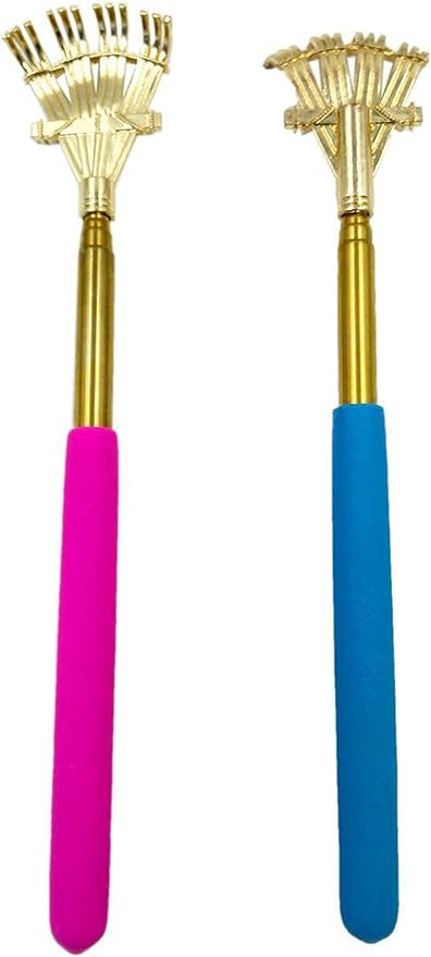zdyCGTime Metal Portable Extendable Telescopic Rake Claws Back Scratchers/Hand Massager/backslap with Rubber Handles(2-Packs) (Rake Claws)