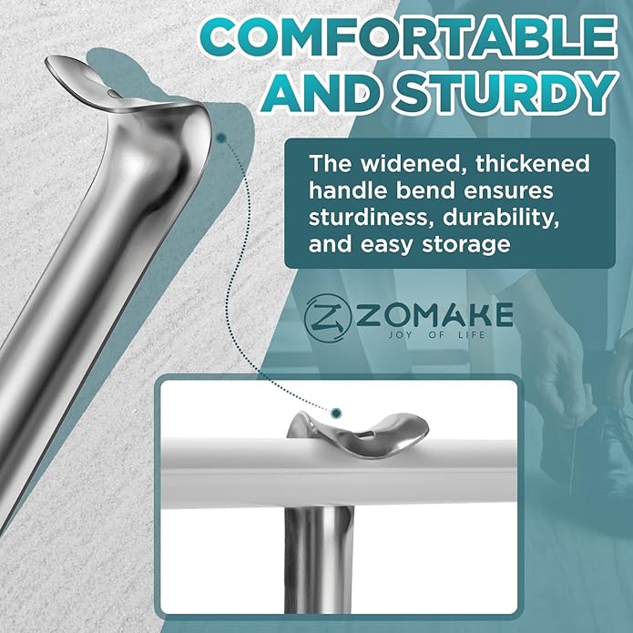 ZOMAKE Metal Shoe Horn Long Handle for Seniors 16.5 Inch,Long Shoehorn Stainless Steel Shoe Spoon Shoe Helper for Men Women