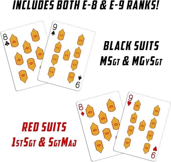 Military Gift Shop USMC Professional Quality Marine Corps Playing Cards with Marine Corps Rank Insignia - Gifts | Disabled Vet Owned Business - USMC Playing Cards