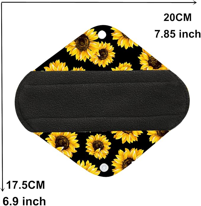 7pcs/Set Reusable Menstrual Pads Including 1pc Mini Wet Bag +6pcs Bamboo Charcoal Cloth Menstrual Incontinence Pads/Reusable Sanitary/Mama Panty Liners (All Randomly Prints)