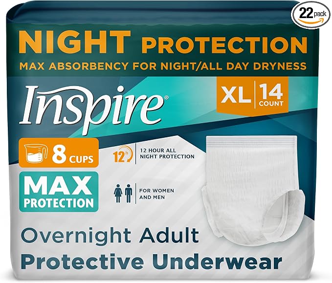 Inspire Adult Diapers Women or Men - MAX Absorbency | Our Most Absorbent and Dry, Incontinence Underwear for Women or Men | Leak Proof Diaper Overnight or Daytime for Heavy