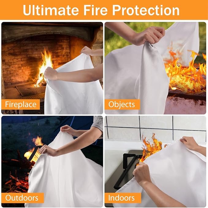 KANHIRO Fire Blanket Emergency for Home Kitchen - Fiberglass Fire Suppression Blanket Great for School, Fireplace, Grill, Car, Office, Warehouse (2 Pack, 39 in X 39 in)