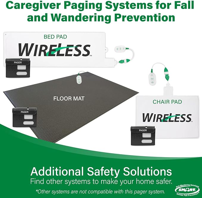 Smart Caregiver Wireless Motion Sensor Alarm System with Pager for Fall and Wandering Prevention | Mountable Motion Detector Alarm Alerts Medical Caregiver with Up to 300' Range | Bed or Door Movement