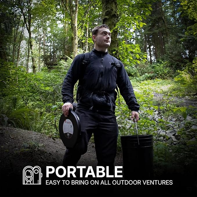 72 HRS Premium Portable Camping Toilet Seat with Lid for 5 Gallon Buckets | Portable Toilet for Outdoor Camping, Hiking, Emergency Prep, Backcountry, Car, Boat, Road Trips, No Bucket Included