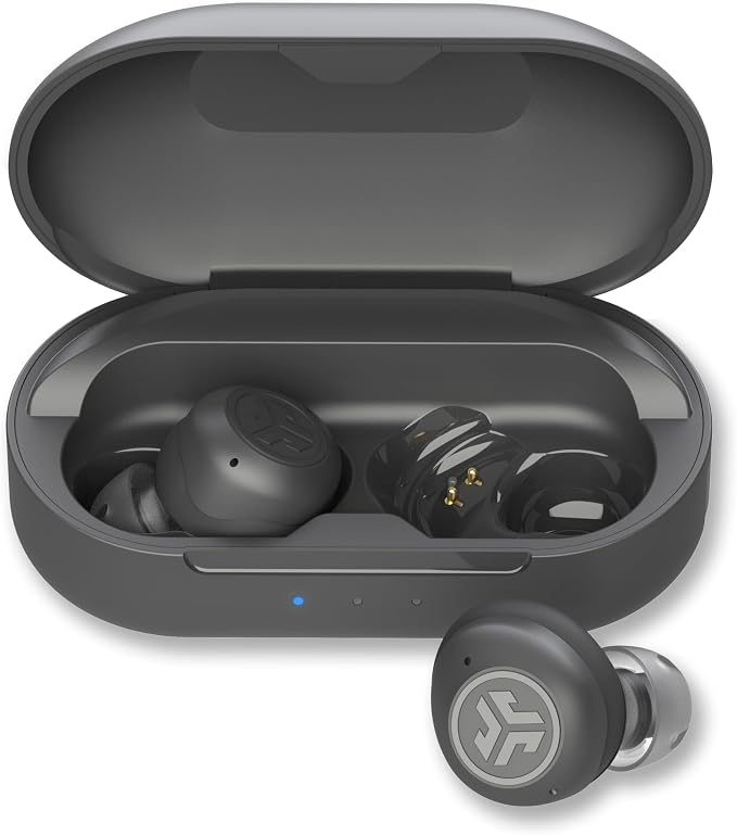JLab Hear OTC Hearing Aid & Earbuds, Graphite, Traditional Earbud Fit, Four Preset Hearing Modes, in-Ear Detection and Built-in Feedback Suppression, Independent Volume Control and Touch Controls